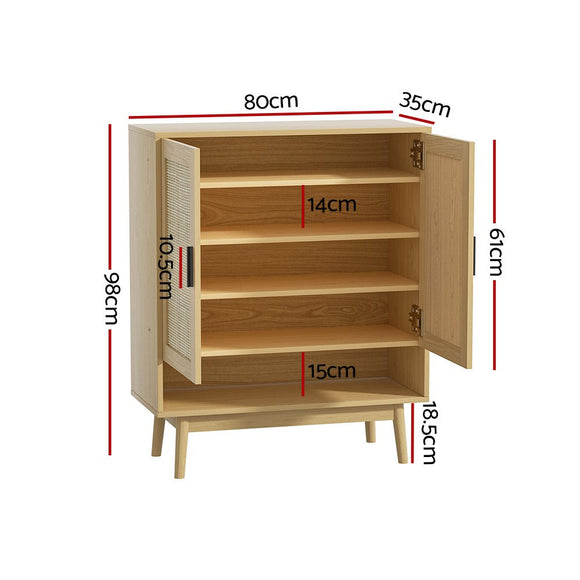 Artiss Shoe Rack Cabinet Rattan 5 - tier 20 Pairs Dani - RnR Galore