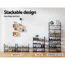 Artiss Shoe Rack Cabinet Stackable 4 - tier 12 Pairs Black - RnR Galore
