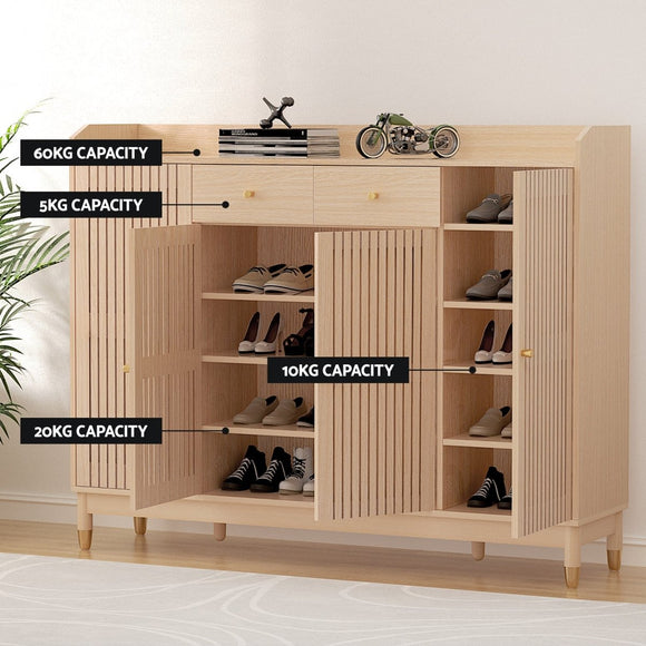 Artiss Shoe Rack Cabinet with Shelves 26 Pairs Pine - RnR Galore