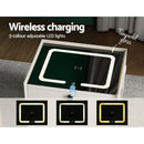 Artiss Smart Bedside Table 2 Drawers with Wireless Charging Ports LED White AIKA - RnR Galore