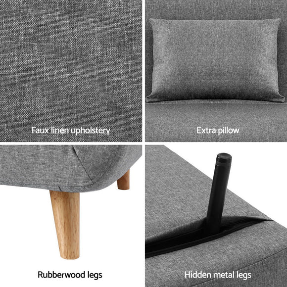 Artiss Sofa Bed 2 Seater Convertible Couch Recliner Lounge Chair Linen - RnR Galore