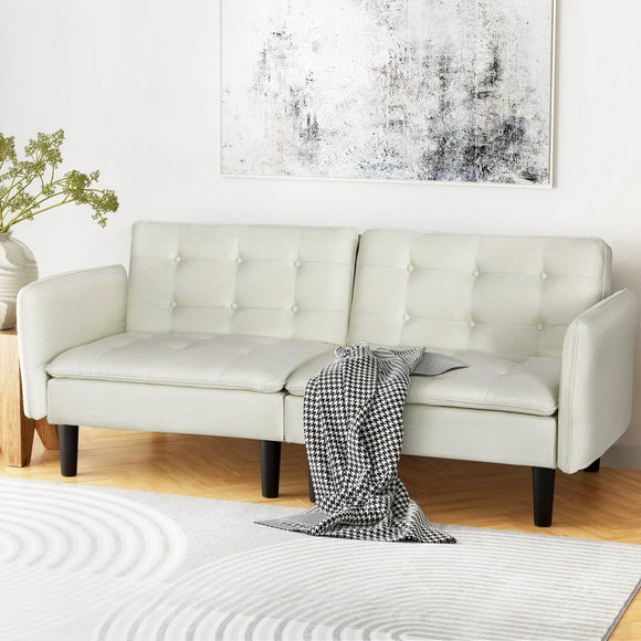 Artiss Sofa Bed 3 Seater Tufted Faux Linen Beige - RnR Galore