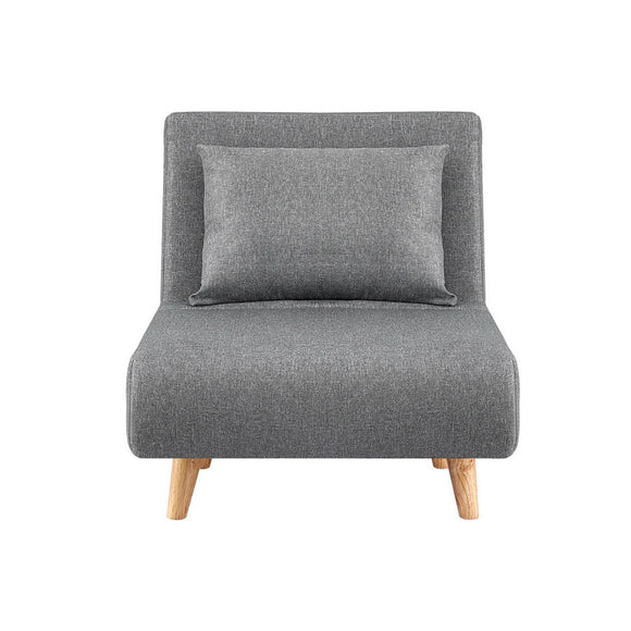 Artiss Sofa Bed Convertible Couch Recliner Lounge Chair Linen Grey - RnR Galore