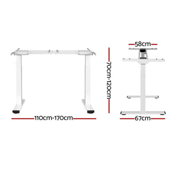 Artiss Standing Desk Frame Only Dual Motor Motorised White - RnR Galore