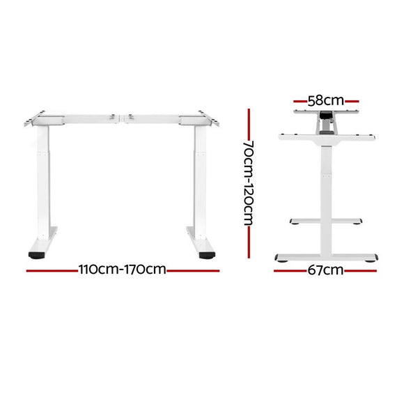 Artiss Standing Desk Frame Only Dual Motor Motorised White - RnR Galore