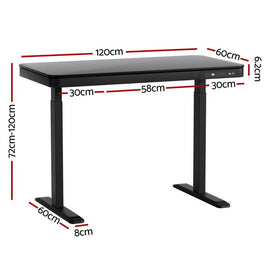 Artiss Standing Desk Motorised Electric Dual Motor Drawer 120CM Black - RnR Galore