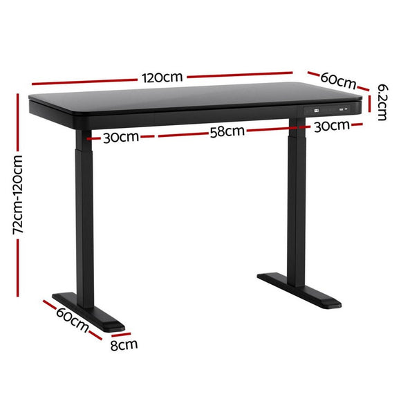 Artiss Standing Desk Motorised Electric Dual Motor Drawer 120CM Black - RnR Galore