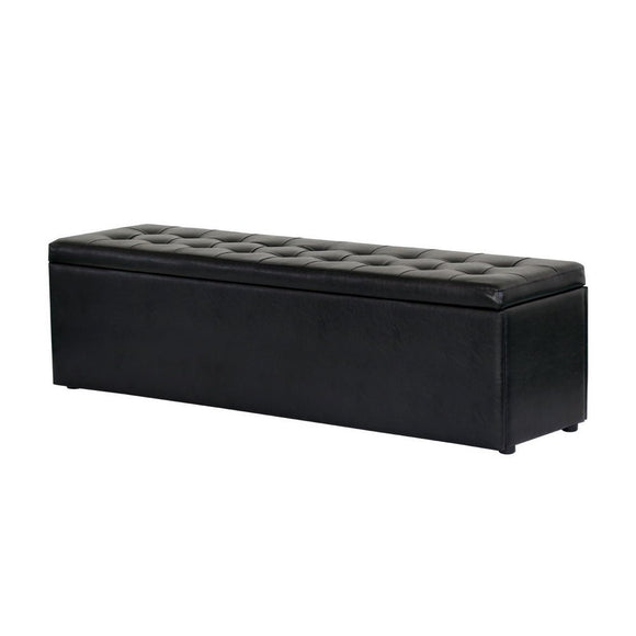 Artiss Storage Ottoman Blanket Box 140cm Leather Black - RnR Galore