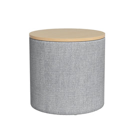 Artiss Storage Ottoman Blanket Box 40cm Linen Round Grey - RnR Galore
