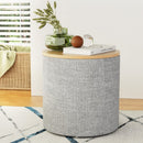 Artiss Storage Ottoman Blanket Box 40cm Linen Round Grey - RnR Galore