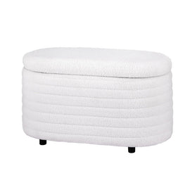 Artiss Storage Ottoman Blanket Box 87cm Boucle Fabric Oval - RnR Galore