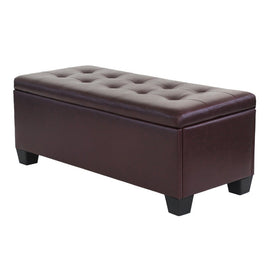 Artiss Storage Ottoman Blanket Box 97cm Leather Brown - RnR Galore