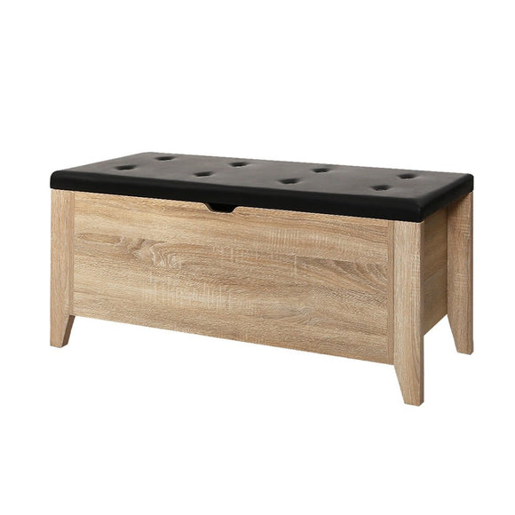 Artiss Storage Ottoman Blanket Box Leather Oak - RnR Galore