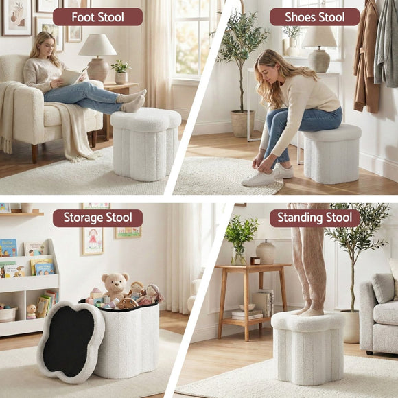 Artiss Storage Ottoman Foot Stool Foldable White - RnR Galore