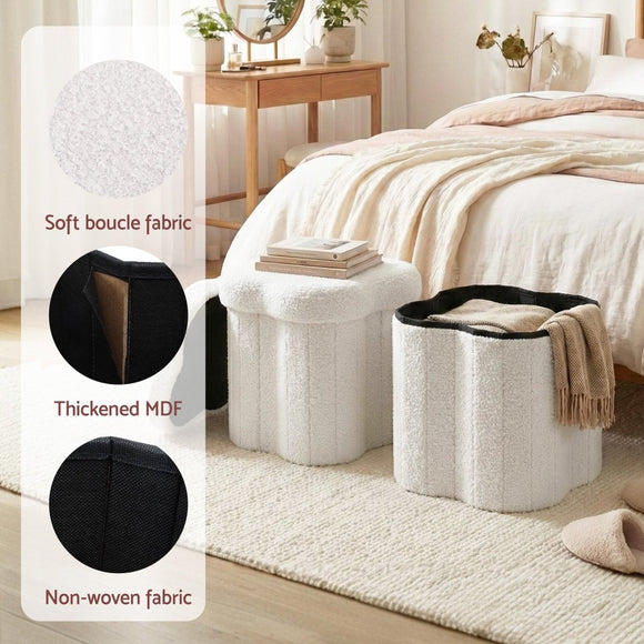 Artiss Storage Ottoman Foot Stool Foldable White - RnR Galore