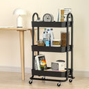 Artiss Storage Trolley Kitchen Cart 3 Tiers Rack Shelf Organiser Wheels Black - RnR Galore