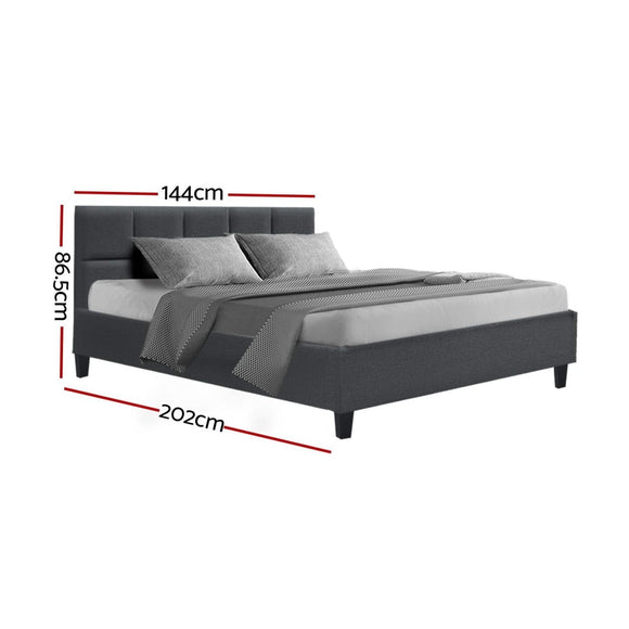 Artiss Tino Bed Frame Double Size Charcoal Fabric - RnR Galore