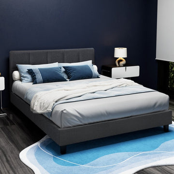Artiss Tino Bed Frame Queen Size Charcoal Fabric - RnR Galore