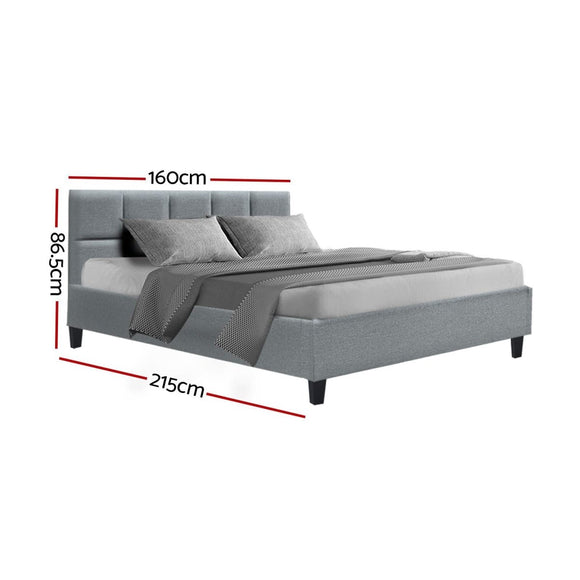 Artiss Tino Bed Frame Queen Size Grey Fabric - RnR Galore