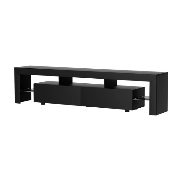 Artiss TV Cabinet Entertainment Unit Stand RGB LED Gloss Furniture 200cm Black - RnR Galore