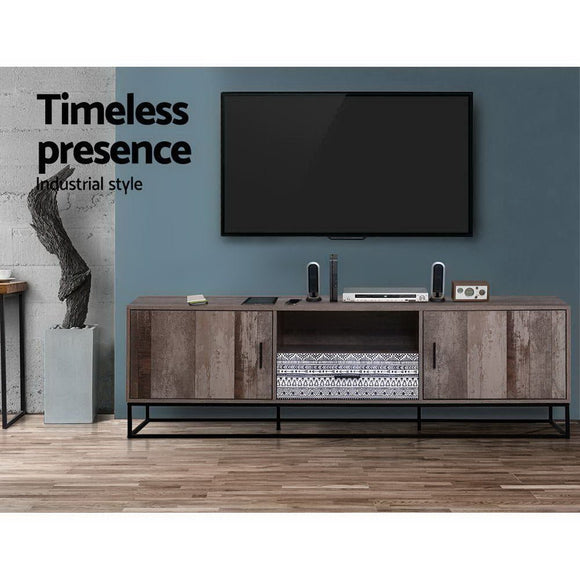 Artiss TV Cabinet Entertainment Unit Stand Storage Wooden Industrial Rustic 180cm - RnR Galore