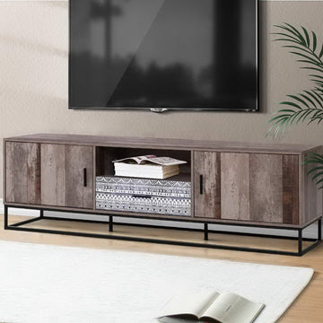 Artiss TV Cabinet Entertainment Unit Stand Storage Wooden Industrial Rustic 180cm - RnR Galore