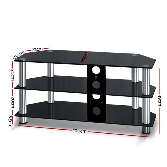 Artiss TV Stand 3 Tiers Storage Shelf Rack Tempered Glass Entertainment Unit - RnR Galore