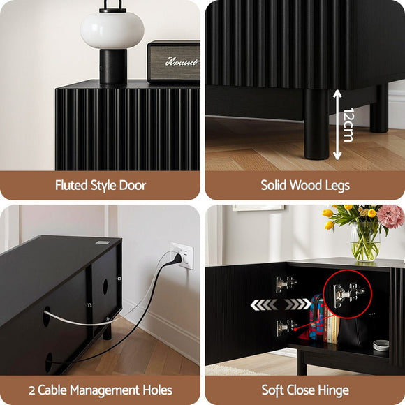 Artiss TV Unit Entertainment Unit Storage Cabinet 180cm Black - RnR Galore