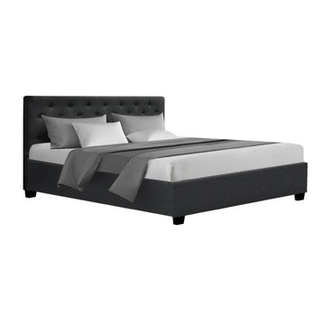 Artiss Vila Bed Frame Fabric Gas Lift Storage - Charcoal Queen - RnR Galore