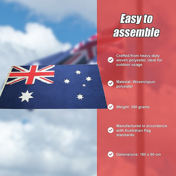 Australian Flag Heavy Duty Woven Spun Poly Australia Flag Metal Clips - RnR Galore