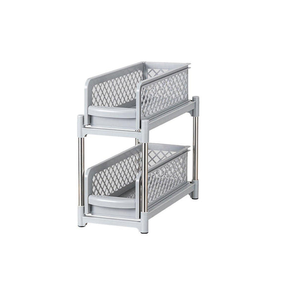 Bathroom Kitchen Sink Storage Rack Drawer Plastic Shelf Seasoning Holder - White - RnR Galore