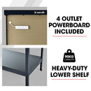 BAUMR - AG Steel Garage Workbench with LED Lights Pegboard Tool Storage Work Bench Workshop Table - RnR Galore