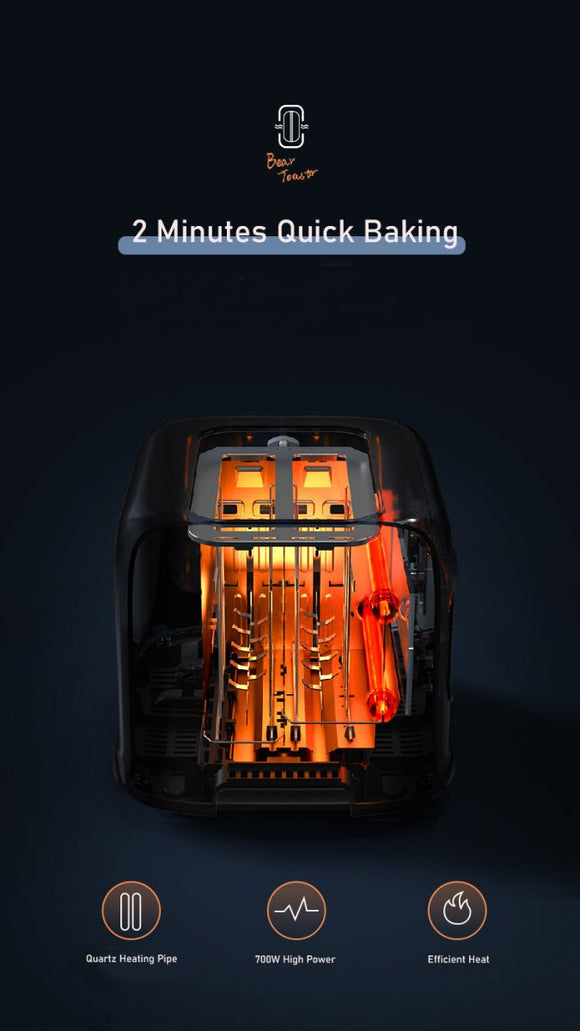 BEAR Double Slots Bread Toaster With Glass Window DSL - C02X1 - RnR Galore