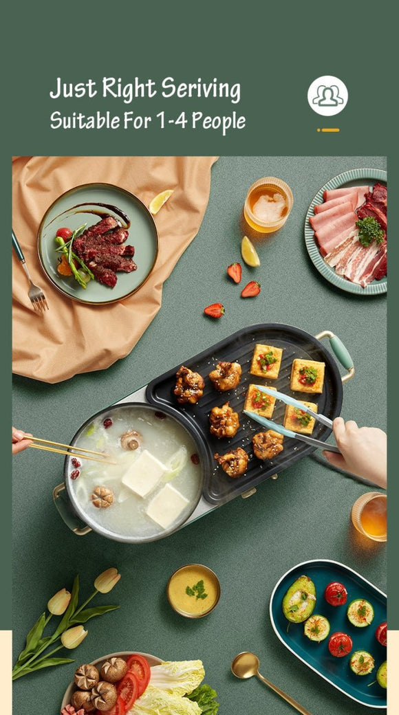 BEAR Multi - functional 2 - in - 1 Cooking Hot Pot And Griddle Barbecue Machine DKL - C15L1 - RnR Galore