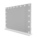 Beauty Mirror with 18 LED Bulbs, Colour Settings, White Frame, and USB A and C Ports - RnR Galore