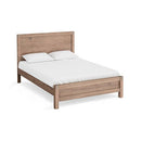 Bed Frame Double Size in Solid Wood Veneered Acacia Bedroom Timber Slat in Oak - RnR Galore