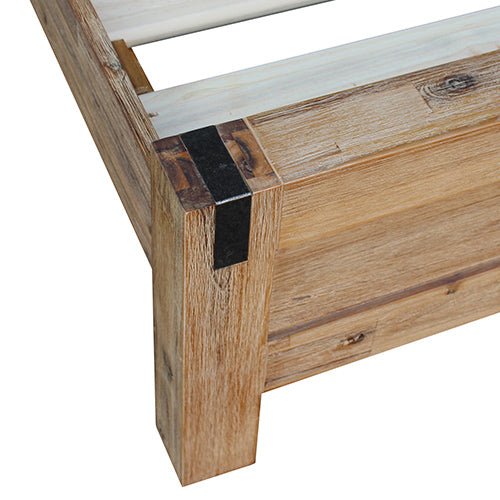 Bed Frame King Single Size in Solid Wood Veneered Acacia Bedroom Timber Slat in Oak - RnR Galore