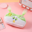 Beige and Light Green Hair Cute Plush Monster Pencil Case - Fluffy Stationery Pouch with DIY Styleable Hair for Kids - RnR Galore