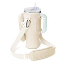 Beige Crossbody Tumbler Carrier with Detachable Wallet Pouch and Adjustable Strap - RnR Galore