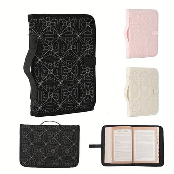 Beige Elegant Quilted Bible Cover - Protective Book Case with Carry Handle - RnR Galore