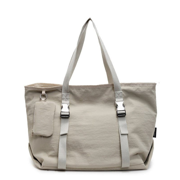 Beige Modern Utility Tote Bag for Women - Large Capacity Shoulder Bag with Detachable Pouch for Work, School & Travel - RnR Galore