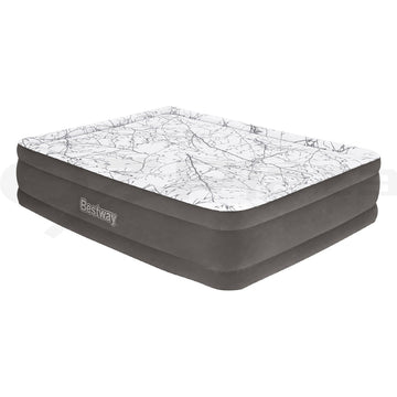Bestway Air Mattress Queen Inflatable Bed 46cm Airbed Decorated Surface Grey - RnR Galore