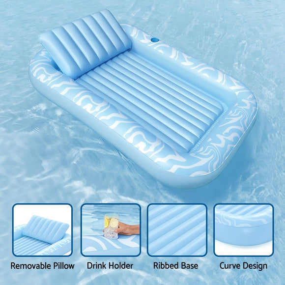 Bestway Float Floating Seat Pool Lounger Inflatable Lounge Chair Bed Pillow Cup Holder 2.03MX1.37M - RnR Galore