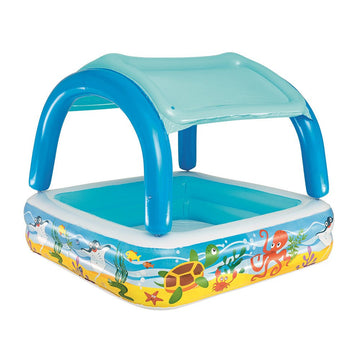 Bestway Kids Pool 140x140x114cm Inflatable Swimming w/ Canopy Play Pools 265L - RnR Galore
