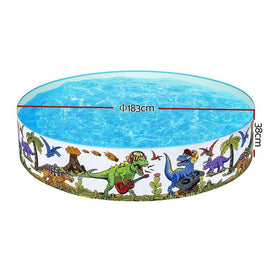 Bestway Kids Pool 183x38cm Round Above Ground Rigid Swimming Pools Dinosaur 946L - RnR Galore