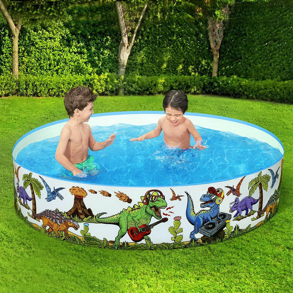 Bestway Kids Pool 183x38cm Round Above Ground Rigid Swimming Pools Dinosaur 946L - RnR Galore