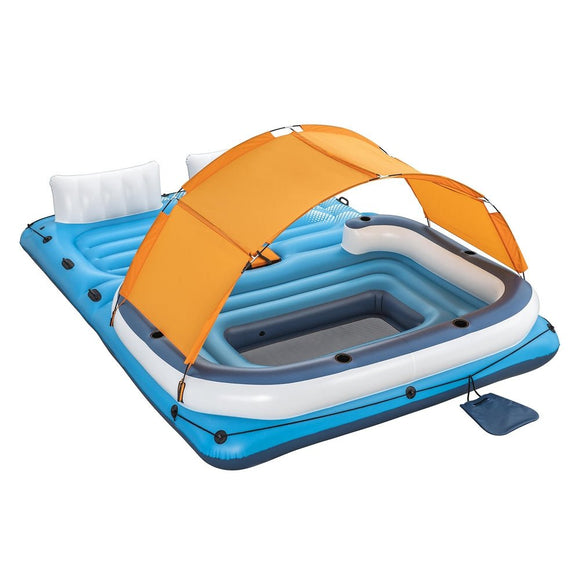 Bestway Pool Float Island Inflatable Lounge 6 - person Raft Seat Canopy - RnR Galore