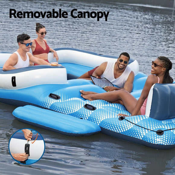Bestway Pool Float Island Inflatable Lounge 6 - person Raft Seat Canopy - RnR Galore