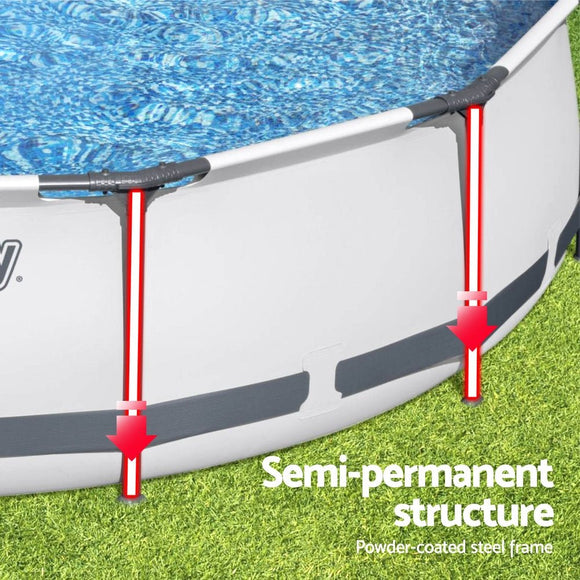 Bestway Swimming Pool 427x427x122cm Steel Frame Above Ground Pools Round Filter Pump Ladder - RnR Galore