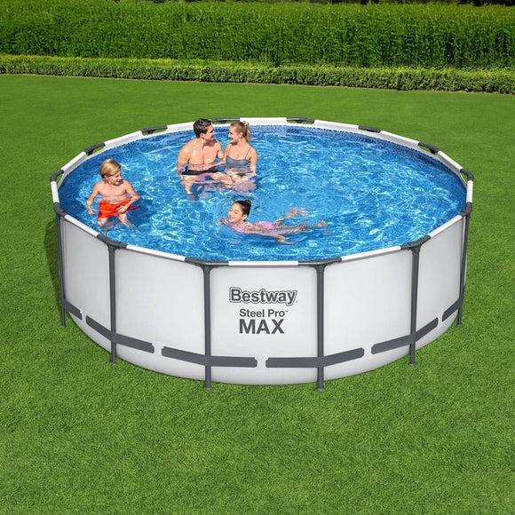 Bestway Swimming Pool 427x427x122cm Steel Frame Above Ground Pools Round Filter Pump Ladder - RnR Galore